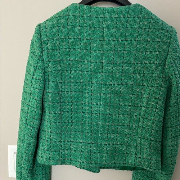 NWT Mango Pocket Tweed Jacket XS Green - Picture 11 of 11